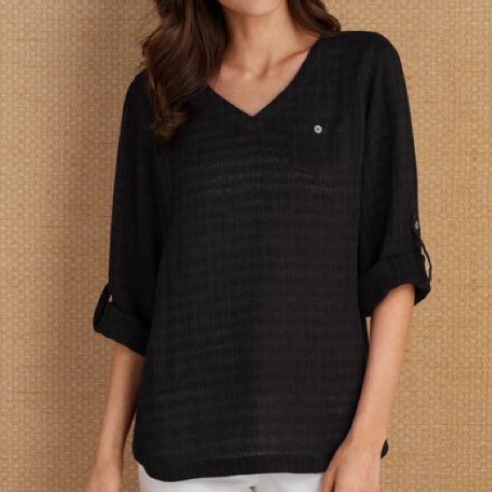 NEW Soft Surroundings Topanga Crinkle Gauze Top